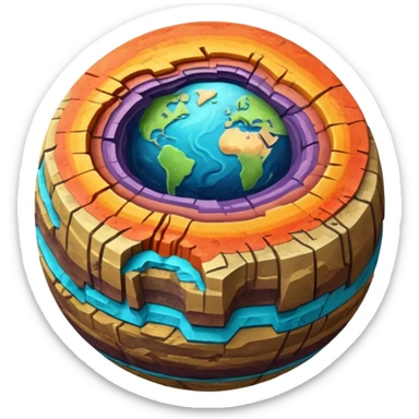 Planet separated into layers sticker