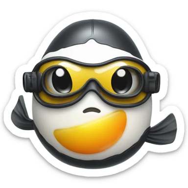 Fried egg dressed as scuba diver very cute sticker