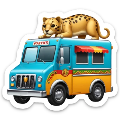 A taco truck that has a panther on it
 sticker