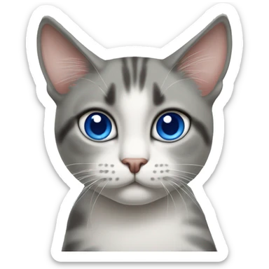 Erstelle mir ein Emoji von einer Thai Siam Katze (Blue Point) die ihr Katzenfutter bekommt  sticker