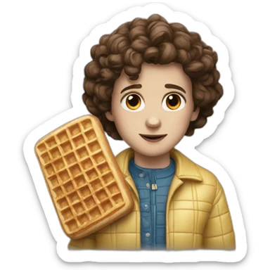 eleven stranger things with a waffle sticker