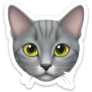 fully grey american short hair cat cute yellowgreen eyes sticker