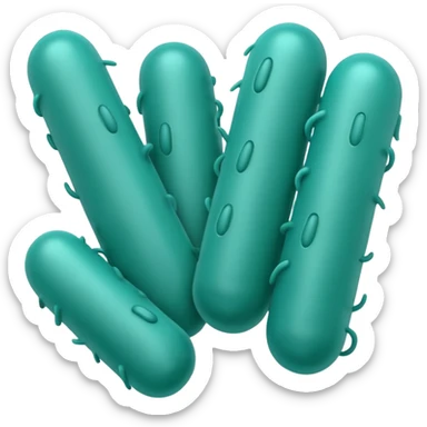Multiple Lactobacillus bacteria emojis, thick rod shape, teal green, soft fibrous texture, clean ingredient icon style
 sticker