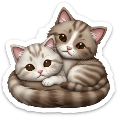 I'd like to get an emoji with 2 ragdoll kittens, looking cute and fun while they sleep, one dark brown and another silver tabby. sticker