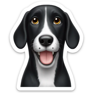 a black hound but whit white things and smiling sticker