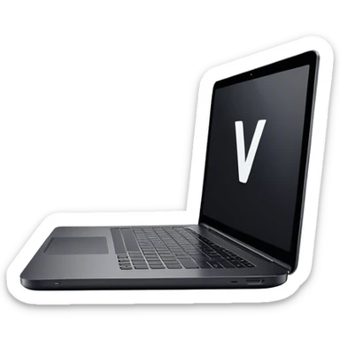 A laptop from the side in the 'V' letter shape sticker