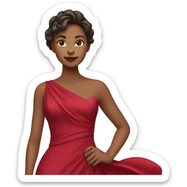 Woman in flowing ruby dress sticker