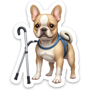 French bulldog with crutches  sticker
