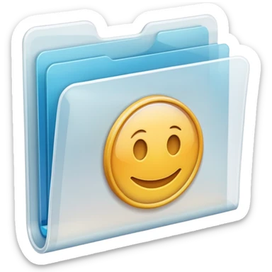 A **simple emoji-style icon** of a **transparent white plastic folder**, minimal and clean, with **rounded corners**, subtle translucency, soft shading, and a **small Concert arena symbol** on the front.
 sticker