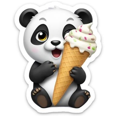 Panda eating ice cream sticker