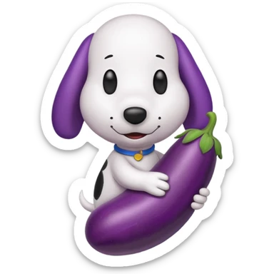 Snoopy with an eggplant sticker