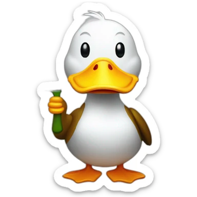 Duck withe a knife sticker