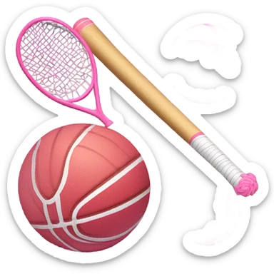Pink basketball pink baseball bat and pink tennis racket sticker