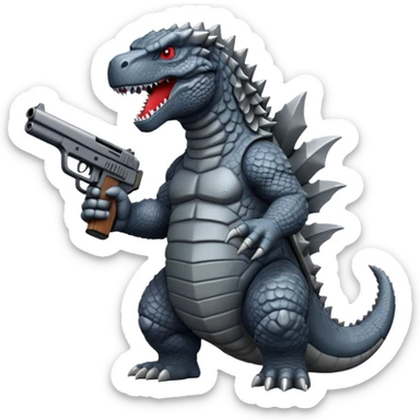 Godzilla whit a gun sticker