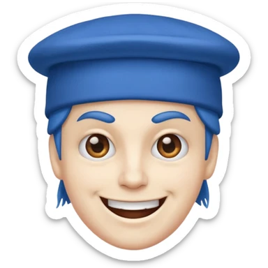 Mavi şapkalı gülen deli yüz sticker