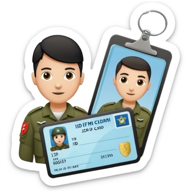Floating black Scissors cutting in half an idf soldier ID card with a little chip in 2 parts sticker