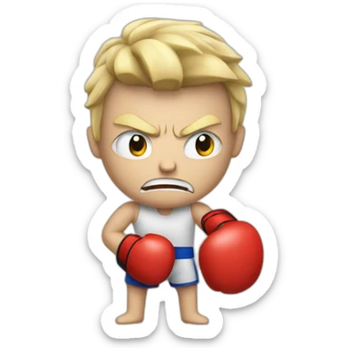 angry white fighter with boxing gloves sticker