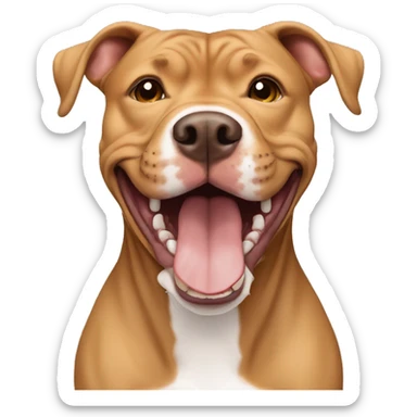 light brown american pitbull terrier, smiling, without white spot sticker