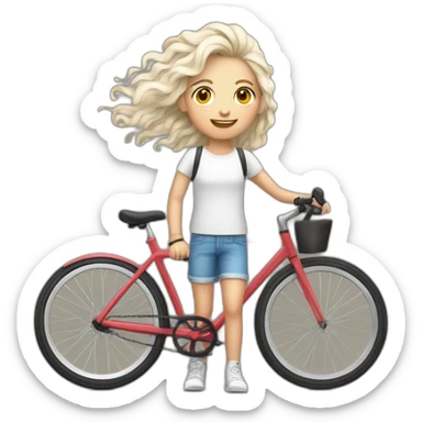 joven piel blanca pelo rubio con chivos y bicicleta sticker