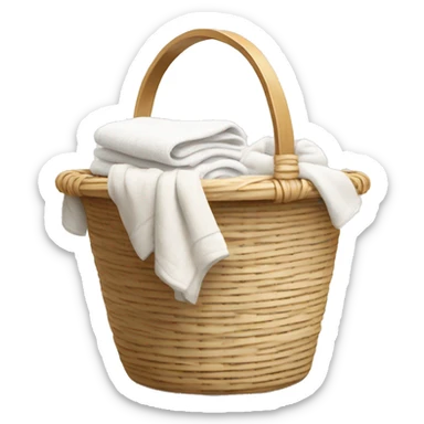 Light beige laundry raffia basket with white clothes sticker