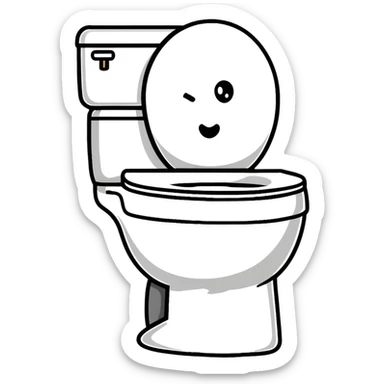 Toilet with a human head visible inside the bowl sticker