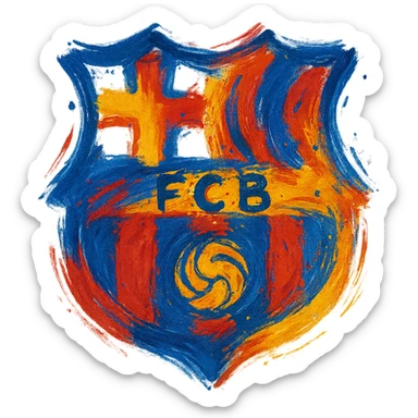 Barcelona football team logo, abstract and artistic, unique and creative representation of the team, vibrant colors and dynamic shapes sticker