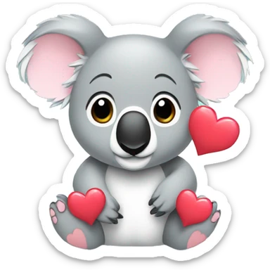 Koala with hearts around face sticker