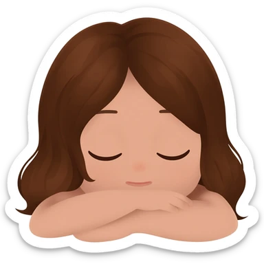 Brown Girl black hair sleeping with brown longhair sticker