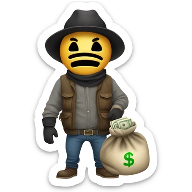 a bandit with a cash bag sticker