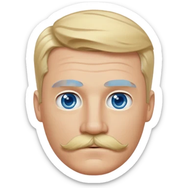 normal emoji 👨🏼 white guy with blond hair, mustache, and blue eyes. No shoulders or neck. Just head. Hair a little mussed and stylish sticker