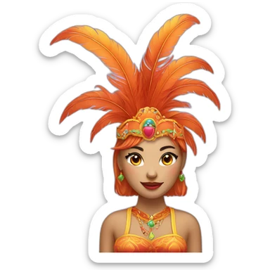 female carnival mandarin with feathers sticker