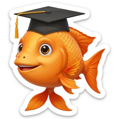 happy fish wearing a graduation cap sticker