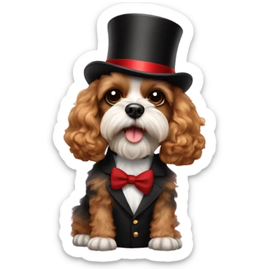 Cavapoo smoking a cigar with sung glasses and a top hat  sticker