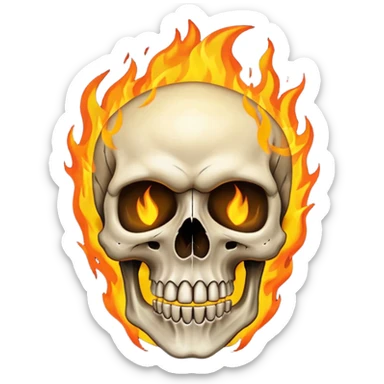 Attitude skull burning on fire sticker
