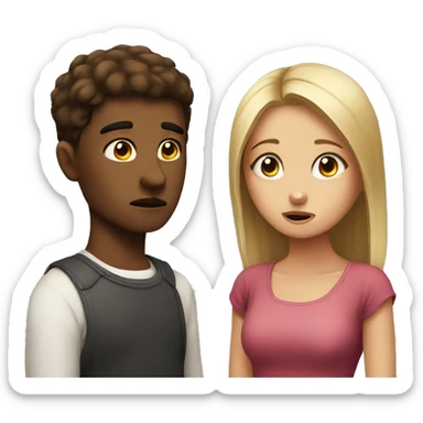 Annoyed girl next to silly boy sticker