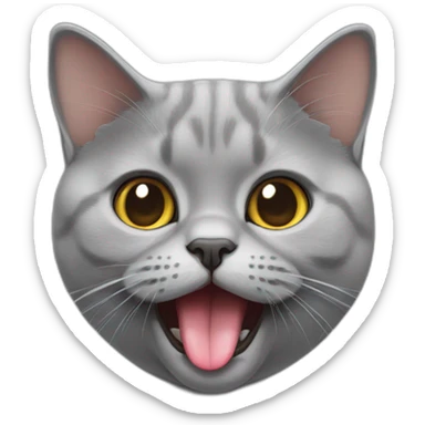 British shorthair cat face tongue out sticker