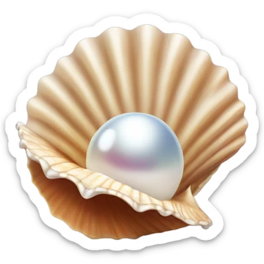 open seashell with a pearl inside sticker