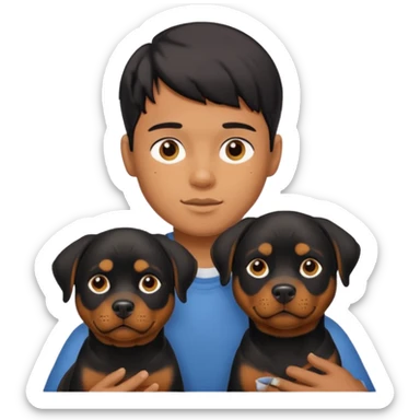 A boy with his rottweiler  sticker