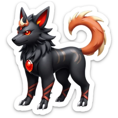 Shiny Gothic Exotic Futuristic Houndoom-Arcanine-Zorua-Torracat-Pokémon-Fakémon-hybrid-creature sticker