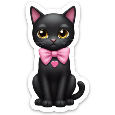 Black cat with pink bow  sticker