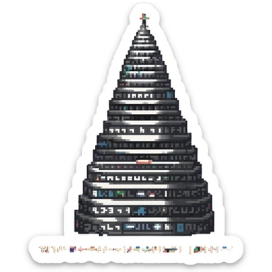 Tower of Babel with multiple languages written around it sticker