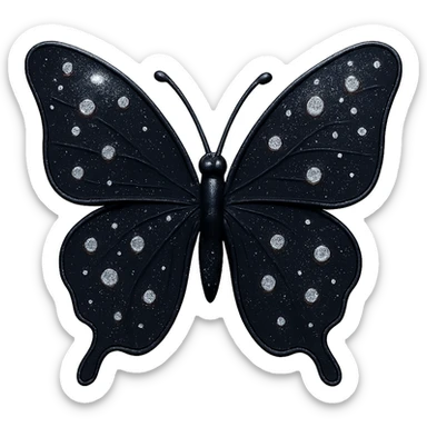 single midnight blue butterfly, very dark blue enamel, sparkling gems sticker