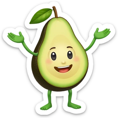 Casa de infonavit con un aguacate con piehrnas y brazos sticker