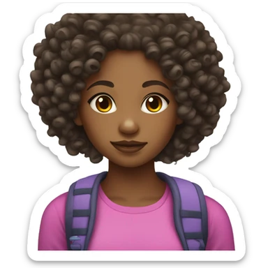 Black light skinned girl with curly natural hair sticker