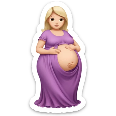 very heavily pregnant overdue woman with very large belly sticker