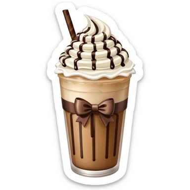 A frappe with a bow on top sticker