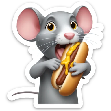 A rat eating a hot dog sticker