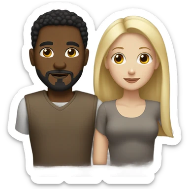 black man with goatee and white woman blonde hair brown eyes sticker