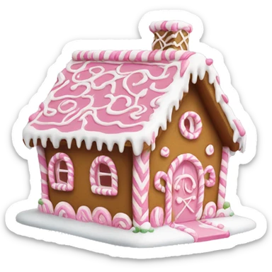 Pink and white gingerbread house cute sticker