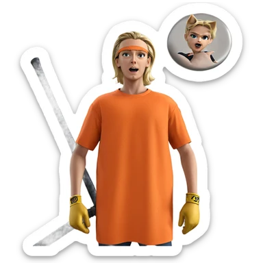 blonde boy with bat gloves sticker
